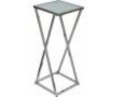 Destock Meubles Sellette GM carré verre trempé pieds montant acier chromé