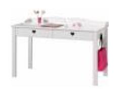 Destock Meubles Bureau enfant laqué blanc 2 tiroirs motifs cœur AMORI