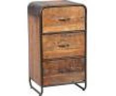 Destock Meubles Chiffonnier industriel métal et bois aspect vieilli 3 tiroirs