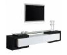 Destock Meubles Banc TV design laque blanc et noir brillants