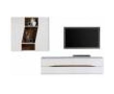 Destock Meubles Composition design meuble TV laque et noyer 4 tiroirs