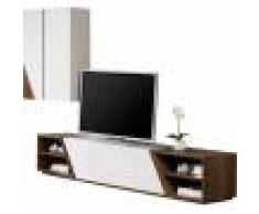 Destock Meubles Composition design meuble TV laque et noyer 4 niches