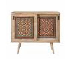 Rendez vous déco Commode 2 portes coulissantes en manguier et cannage coloré