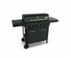 Alice's Garden Barbecue noir et inox au gaz 6 brleurs avec rangement 2 tablettes