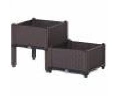 Outsunny Jardinire sur pieds carré potager 2 étages plastique chocolat