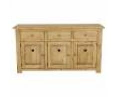 Grenier Alpin Enfilade rustique pin massif 3 portes + 3 tiroirs avec coeur