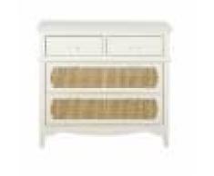 Maisons du Monde Commode 4 tiroirs blanc cassé cannage en rotin