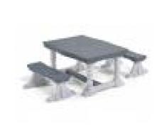Step2 Table et Bancs Enfant en Plastique Blanc et Gris Farmhouse 90 cm