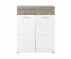Maisonetstyles Meuble à chaussures 2 portes et 2 tiroirs blanc et chêne - MALOY