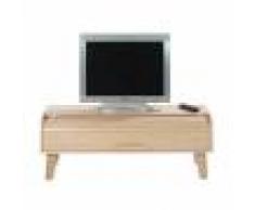 Maisonetstyles Meuble TV 114 cm chêne et rideau chêne