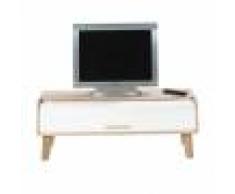 Maisonetstyles Meuble TV 114 cm chêne et rideau blanc