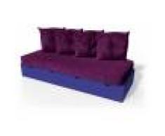 ABC MEUBLES Banquette cube 200 cm + futon + coussins - / - Bleu foncé