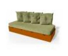 ABC MEUBLES Banquette cube 200 cm + futon + coussins - / - Chocolat