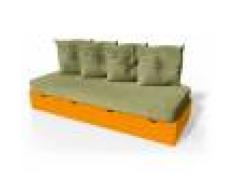 ABC MEUBLES Banquette cube 200 cm + futon + coussins - / - Orange