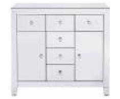 Kare Design Commode 2 portes 6 tiroirs en verre miroir