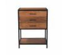 Rendez vous déco Petite commode 3 tiroirs en bois d'acacia et métal noir