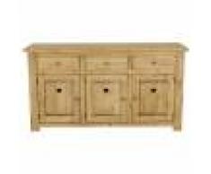 Grenier Alpin Enfilade rustique pin massif 3 portes + 3 tiroirs avec coeur