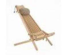 EcoFurn Chilienne pliante en mélze massif nature avec coussin