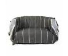Fouta Futée CARTHAGE - Jeté de canapé coton anthracite rayures blanches 200 x 300