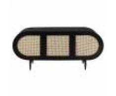 Zago Buffet enfilade cannage naturel et chne noir 3 portes 165 cm
