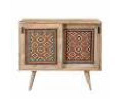 Rendez vous déco Commode 2 portes coulissantes en manguier et cannage coloré