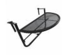 Outsunny Table demi lune suspendue pour balcon métal noir