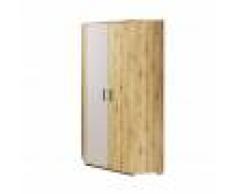 Armoire d'angle QUBIC pour chambre - Chêne - H195 cm