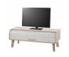 Simmob Meuble TV Vintage Chêne 1 Rideau