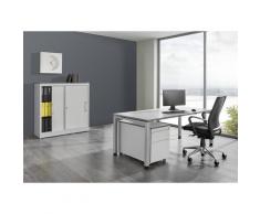 Bureau complet ARCOS bureau, armoire à portes coulissantes, caisson roulant avec tiroir pour dossiers suspendus | mauser