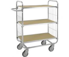 Chariot à tablettes antistatique avec 3 tablettes 4 roulettes, dont 2 avec frein, longueur 1195 mm | Kongamek