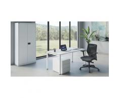 Bureau complet WHITE LINE STARTER armoire à portes battantes, caisson roulant, bureau, siège pivotant | BISLEY