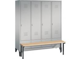 Vestiaire CLASSIC avec banc frontal 4 compartiments, largeur compartiments 400 mm | CP
