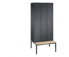 Vestiaire CLASSIC avec banc monté en dessous 3 compartiments, largeur compartiments 300 mm | CP