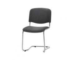 Chaise empilable à piétement luge dossier rembourré, piétement coloris aluminium