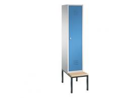 Vestiaire CLASSIC avec banc monté en dessous 1 compartiment, largeur compartiment 400 mm | CP