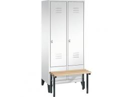 Vestiaire CLASSIC avec banc frontal 2 compartiments, largeur compartiments 400 mm | CP
