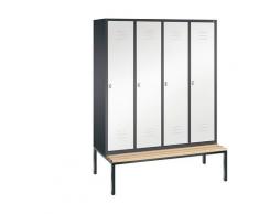 Vestiaire CLASSIC avec banc monté en dessous 4 compartiments, largeur compartiments 400 mm | CP