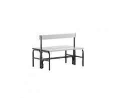 Banc de vestiaire mi-haut avec dossier, double face aluminium / inox | Sypro Wolf