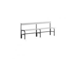 Banc de vestiaire mi-haut avec dossier, simple face aluminium | Sypro Wolf