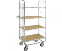 Chariot à tablettes antistatique avec 4 tablettes 4 roulettes, dont 2 avec frein, longueur 1395 mm | Kongamek