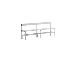Banc de vestiaire mi-haut avec dossier, simple face aluminium | Sypro Wolf