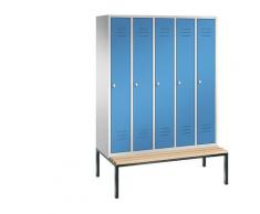 Vestiaire CLASSIC avec banc monté en dessous 5 compartiments, largeur compartiments 300 mm | CP