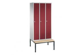 Vestiaire CLASSIC avec banc monté en dessous 3 compartiments, largeur compartiments 300 mm | CP