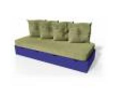 ABC MEUBLES Banquette cube 200 cm + futon + coussins - / - Bleu foncé