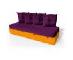 ABC MEUBLES Banquette cube 200 cm + futon + coussins - / - Orange