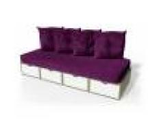 ABC MEUBLES Banquette cube 200 cm + futon + coussins - / - Taupe/Blanc