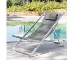 Chilienne de jardin Honolulu Galet Aluminium satiné, Texaline matelassée