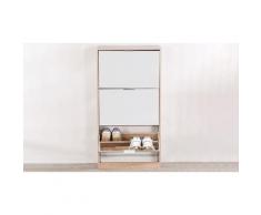 Meuble à chaussures 60 x 24 x 116 cm avec portes miroir et 3 tiroirs : Noir
