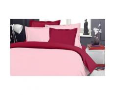 Ensemble complet de linge de lit bicolore : Gris et fuchsia / 140 cm (6 pièces)