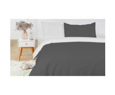 Pack complet de linge de lit Bicolore : 6 pièces 140 / anthracite-blanc